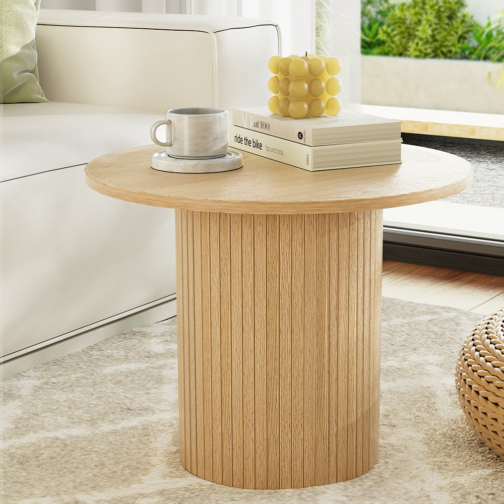 Artiss Coffee Table Round Fluted Base PIIA - Cosy Abode