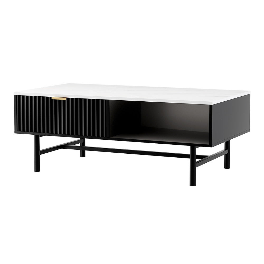 Artiss Coffee Table Drawer Storage Shelf Black - Cosy Abode