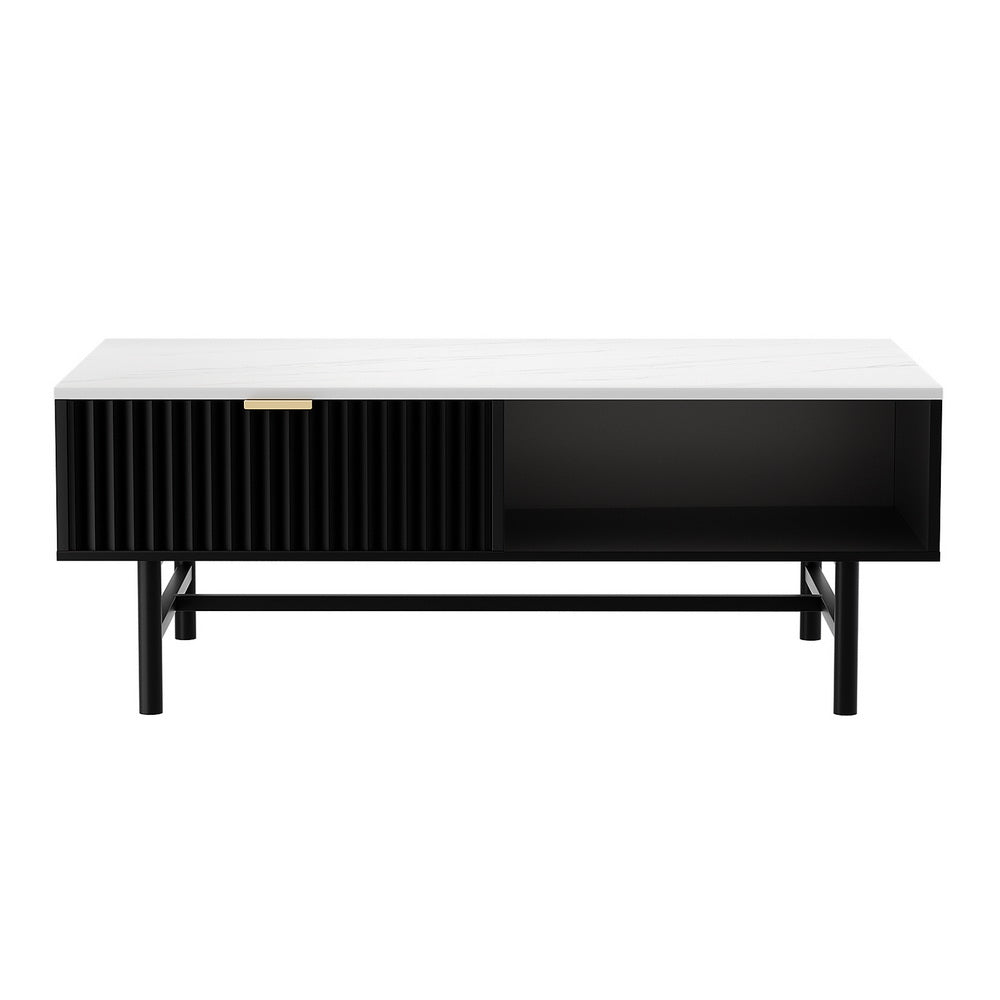 Artiss Coffee Table Drawer Storage Shelf Black - Cosy Abode