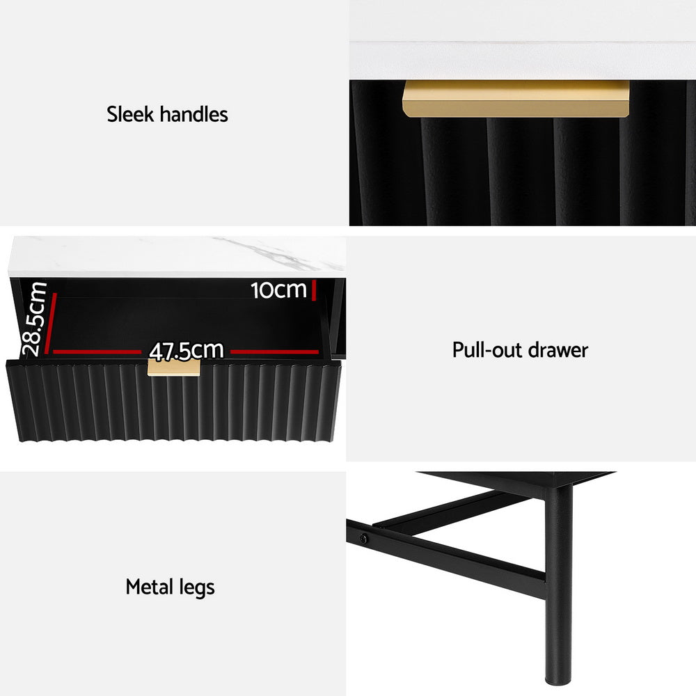 Artiss Coffee Table Drawer Storage Shelf Black - Cosy Abode