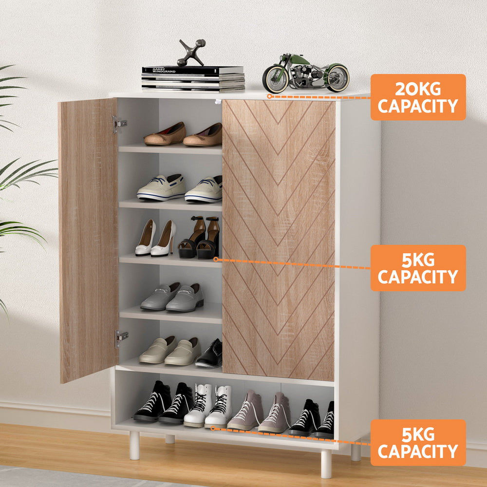 Artiss Shoe Rack Cabinet 24 Pairs 6-tier White - Cosy Abode