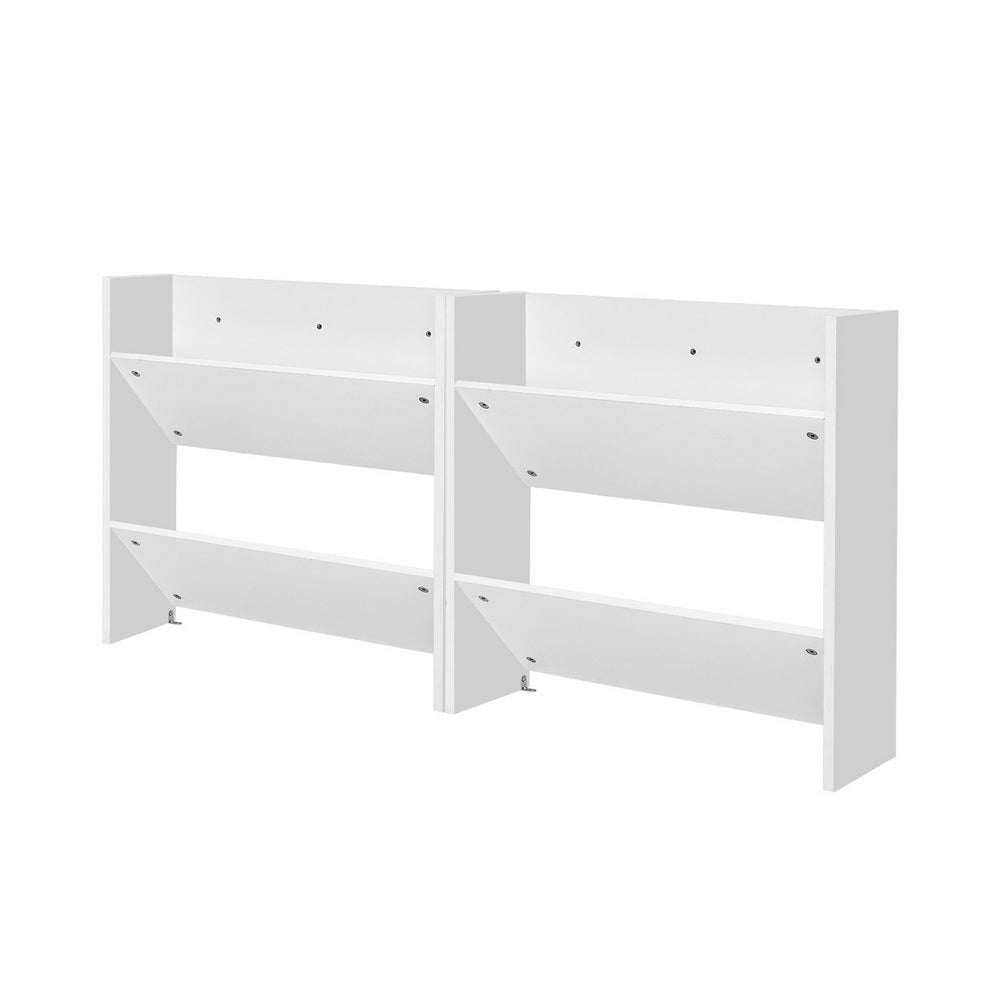 Artiss Shoe Rack 2-tier 12 Pairs Wall Mounted x2 - White - Cosy Abode