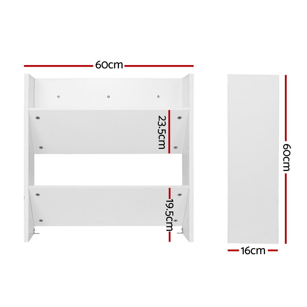 Artiss Shoe Rack 2-tier 12 Pairs Wall Mounted x2 - White - Cosy Abode