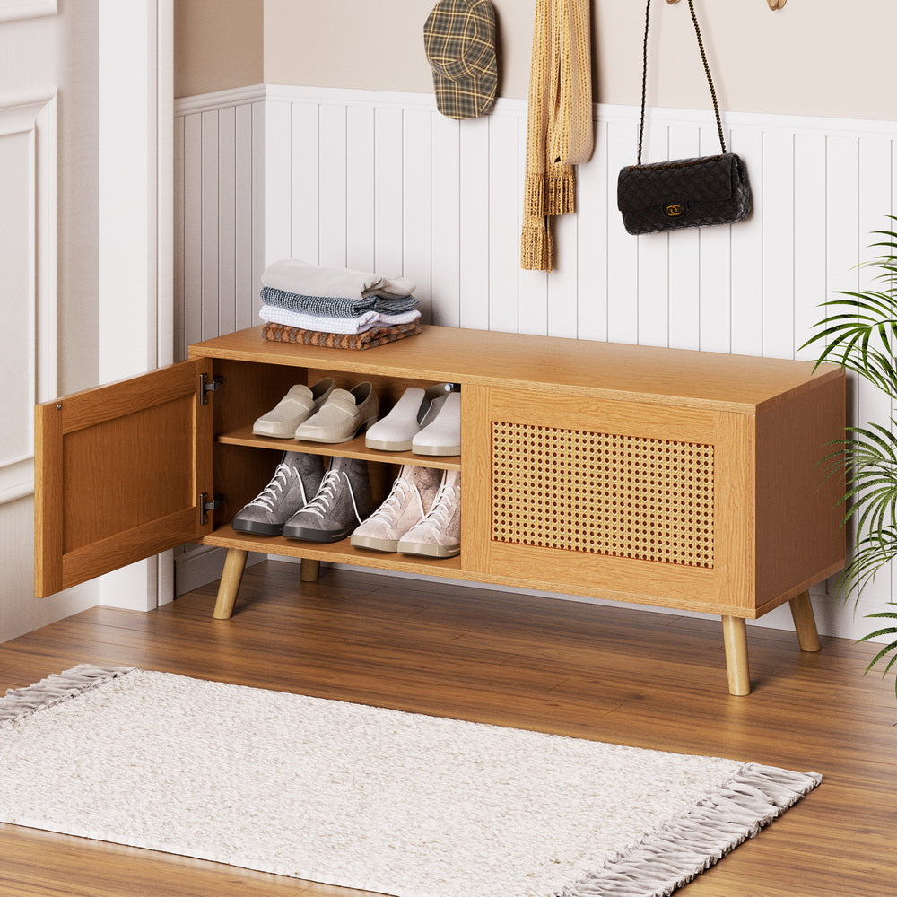 Artiss Shoe Bench Up to 10 Pairs Rattan Starlyn - Cosy Abode