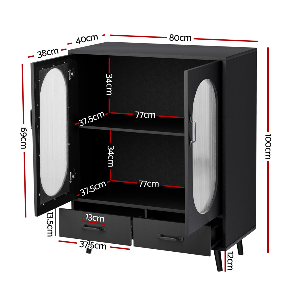 Artiss Buffet Sideboard Double Doors - Black - Cosy Abode