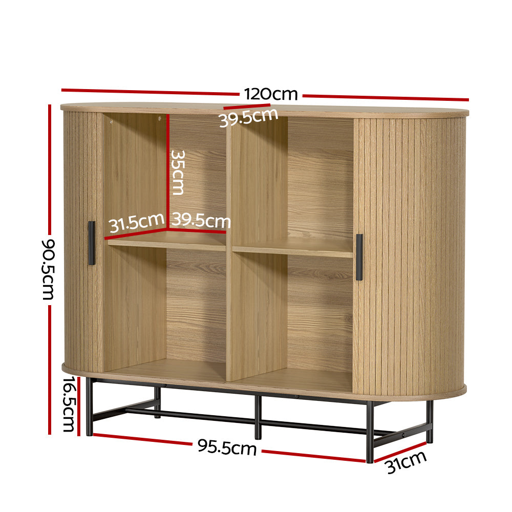 Artiss Buffet Sideboard Cupboard Cabinet Sliding Doors Pantry Storage Oak PIIA - Cosy Abode