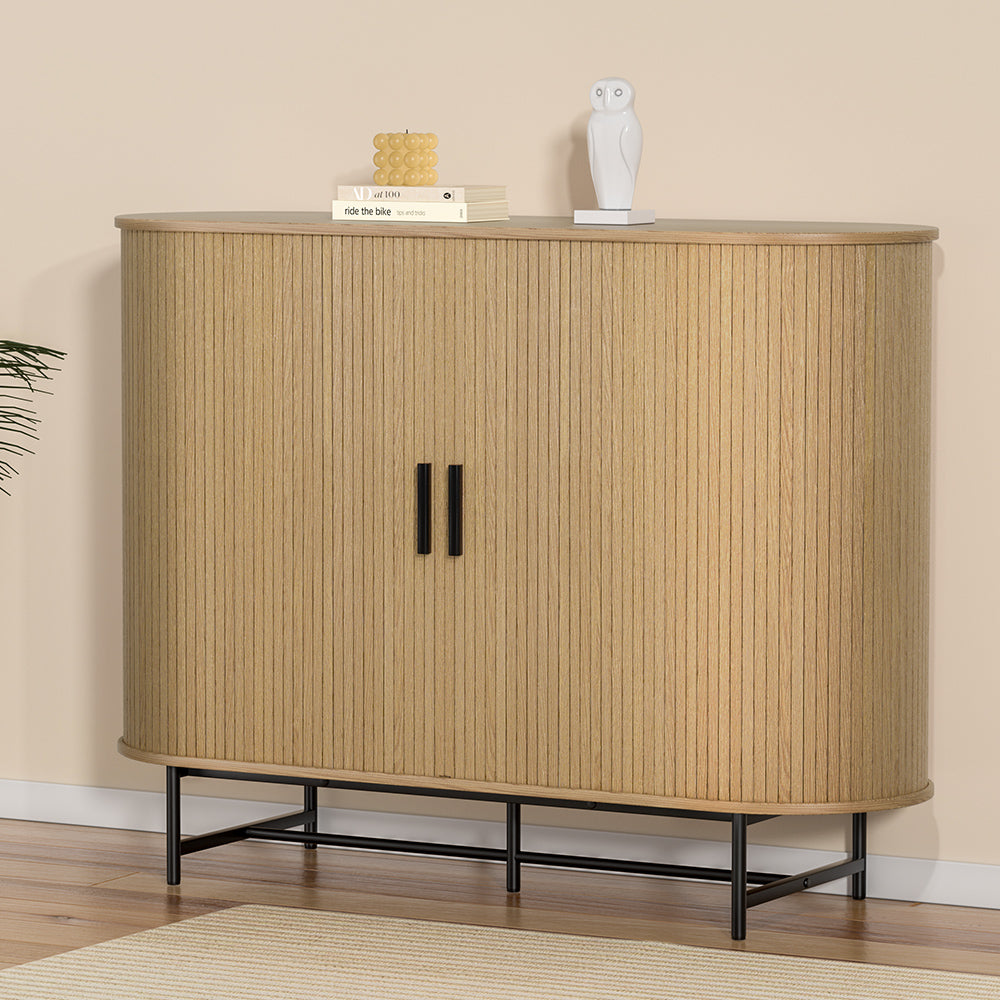 Artiss Buffet Sideboard Cupboard Cabinet Sliding Doors Pantry Storage Oak PIIA - Cosy Abode