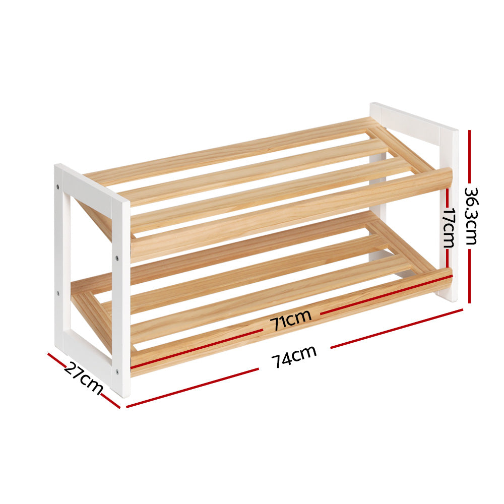 Artiss Shoe Rack 2 Tier 6 Pairs White Kara - Cosy Abode