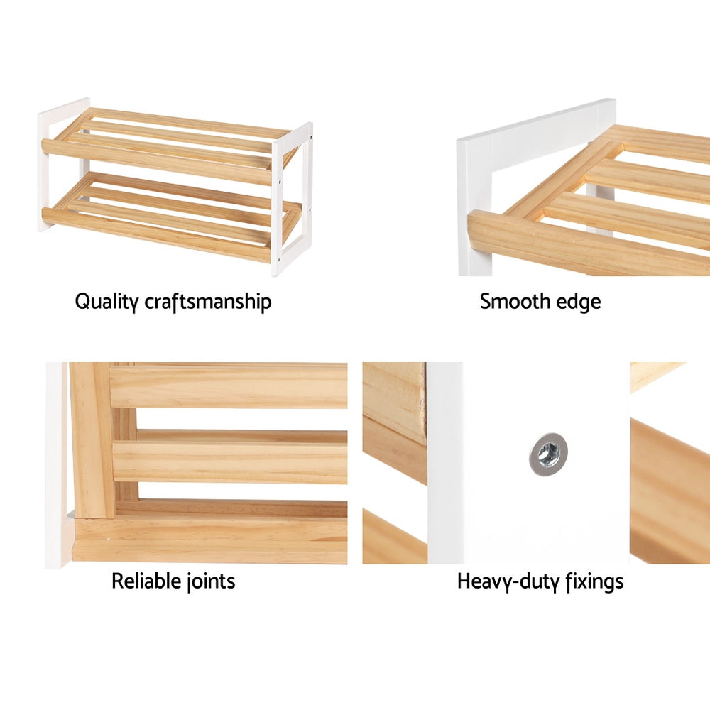 Artiss Shoe Rack 2 Tier 6 Pairs White Kara - Cosy Abode