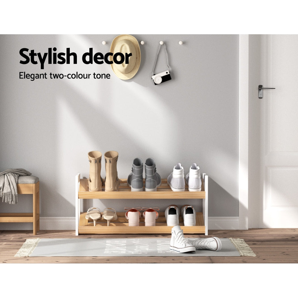 Artiss Shoe Rack 2 Tier 6 Pairs White Kara - Cosy Abode