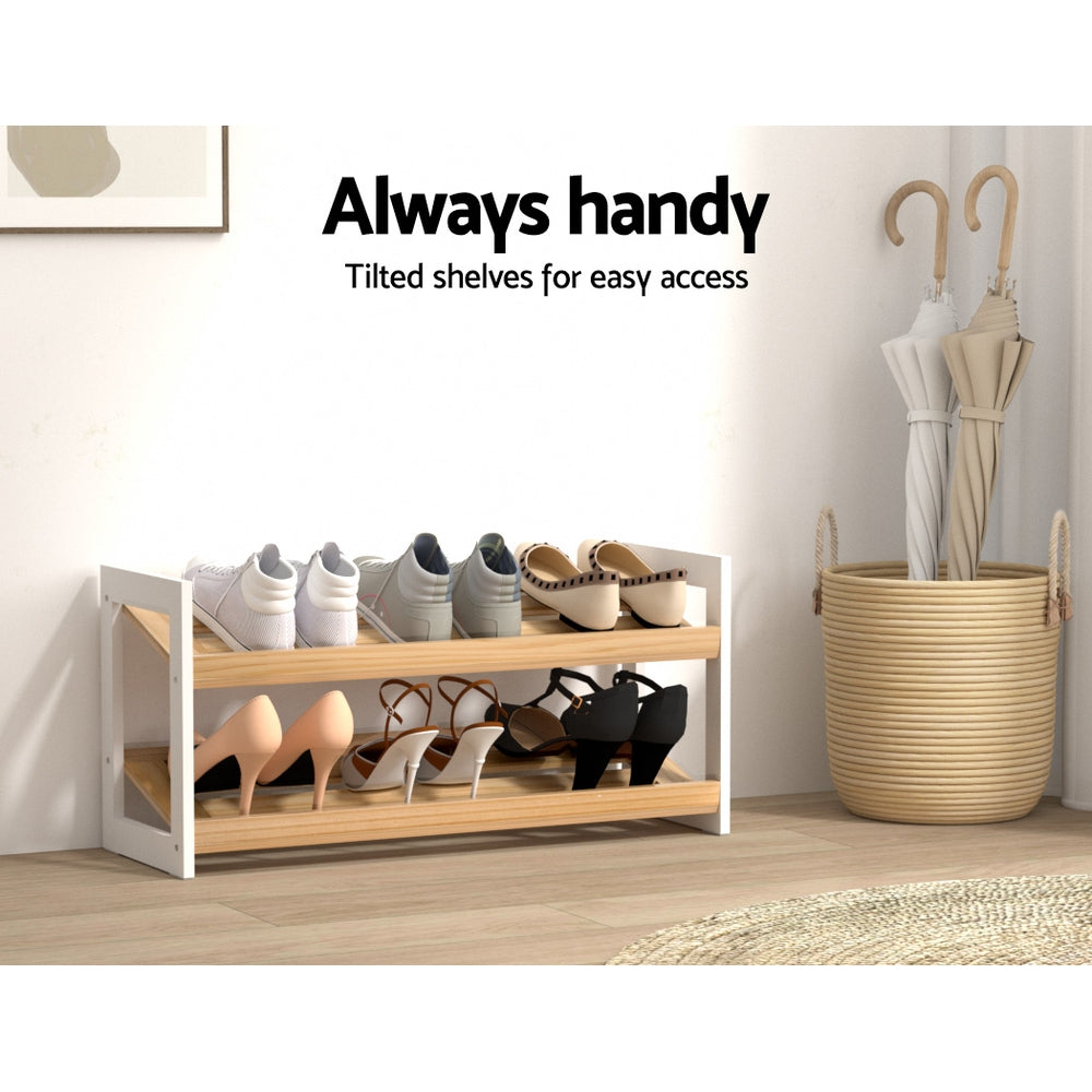 Artiss Shoe Rack 2 Tier 6 Pairs White Kara - Cosy Abode