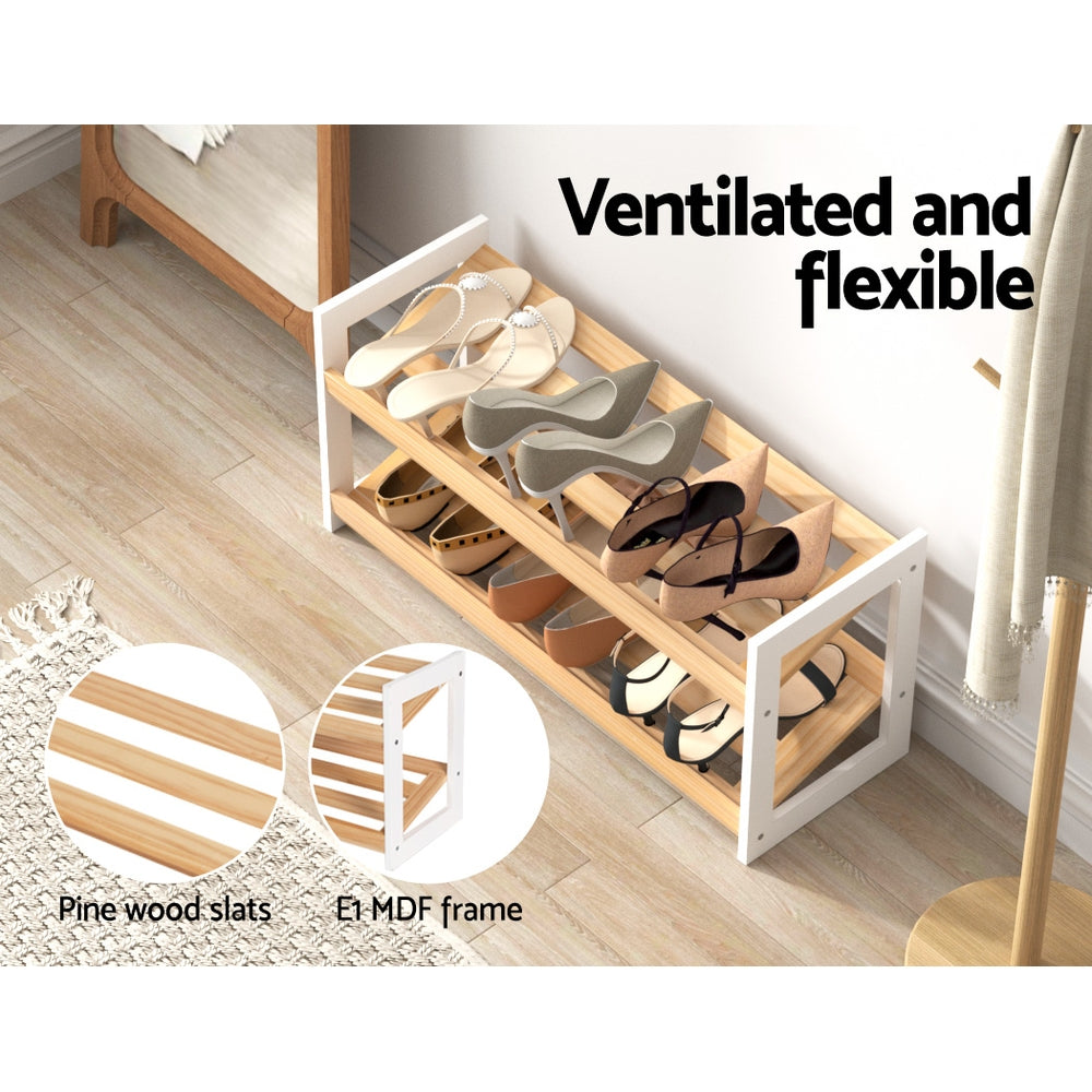 Artiss Shoe Rack 2 Tier 6 Pairs White Kara - Cosy Abode