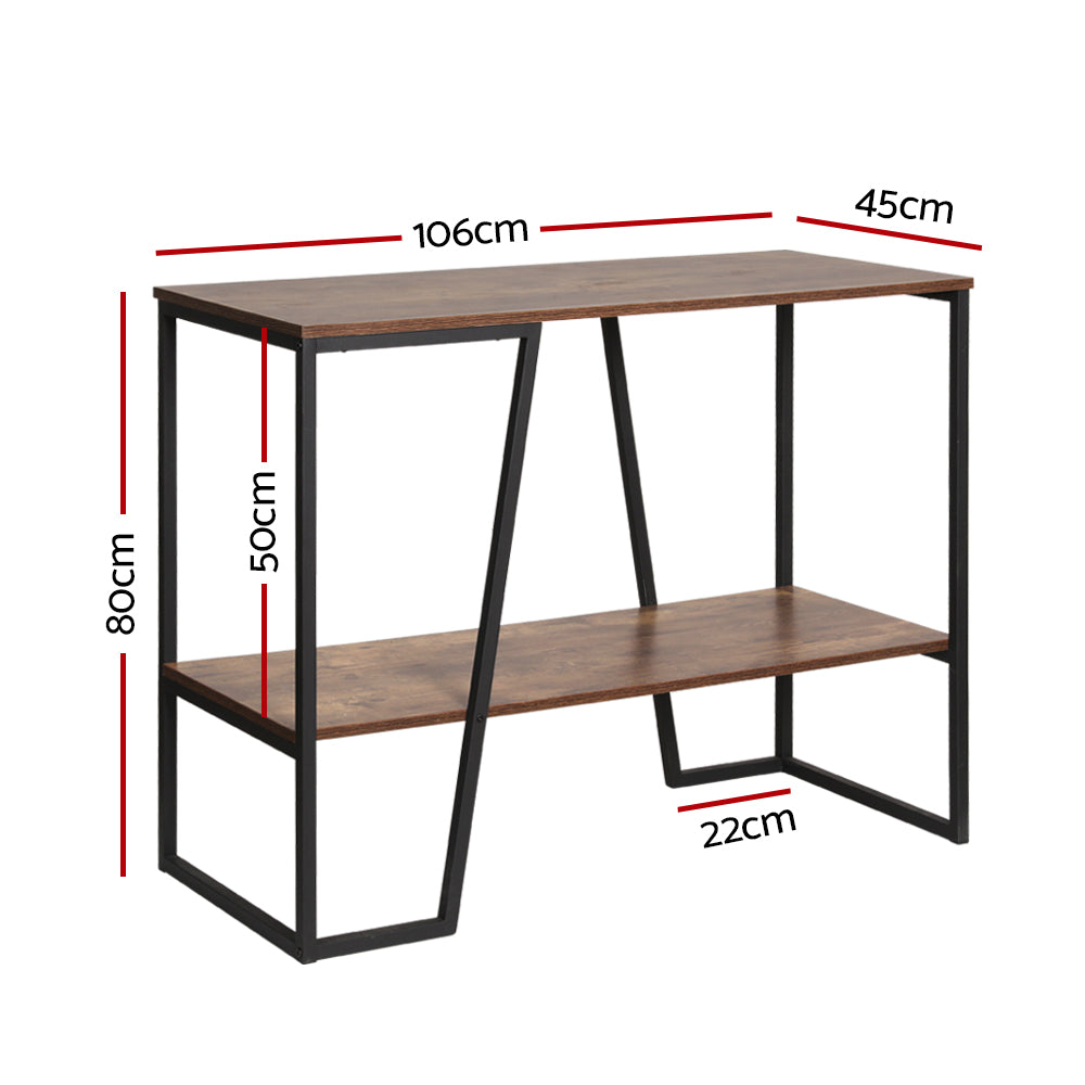 Artiss Console Table 106CM 2-tier Walnut Cora - Cosy Abode