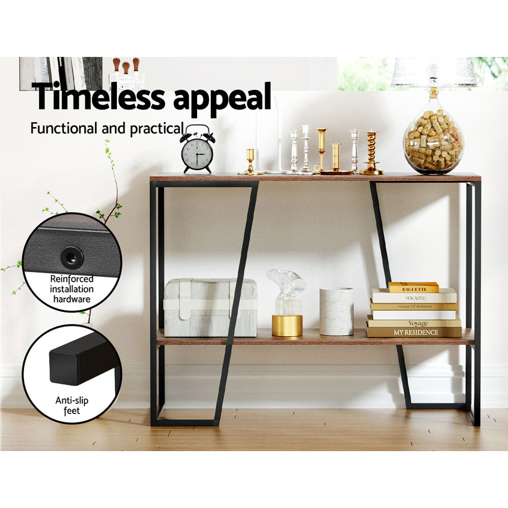 Artiss Console Table 106CM 2-tier Walnut Cora - Cosy Abode