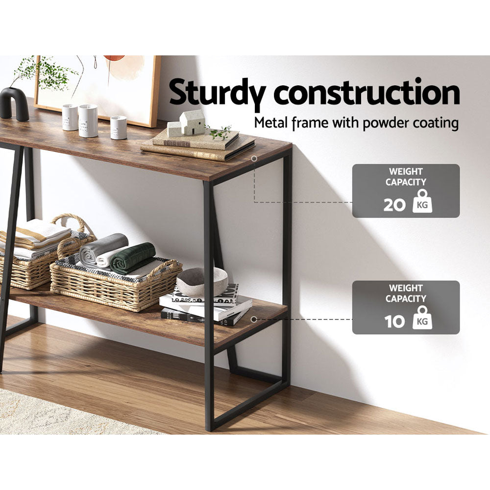 Artiss Console Table 106CM 2-tier Walnut Cora - Cosy Abode