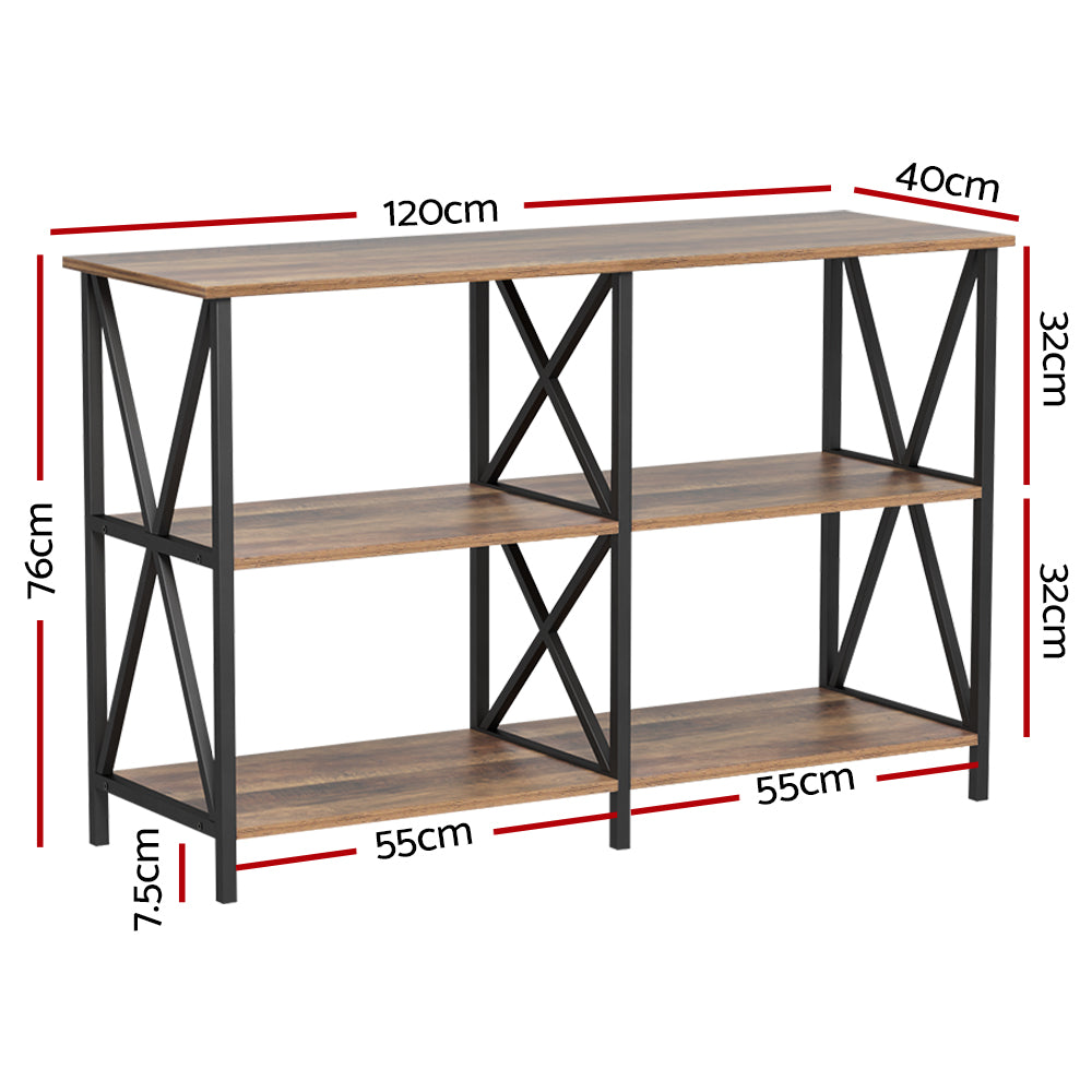 Artiss Console Table 120CM 3-tier Walnut Xiah - Cosy Abode
