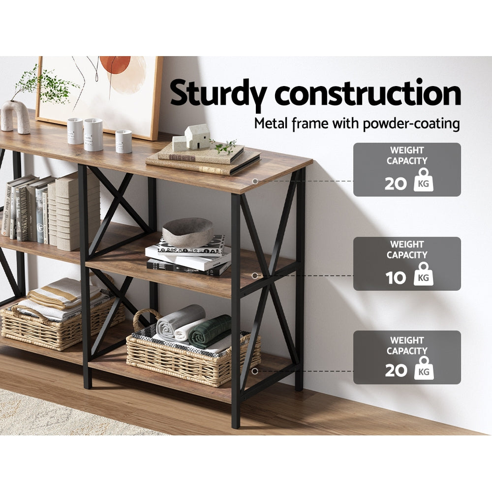 Artiss Console Table 120CM 3-tier Walnut Xiah - Cosy Abode