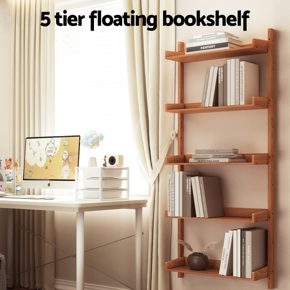 Artiss Bookshelf Floating Shelf CAPIZ Oak - Cosy Abode