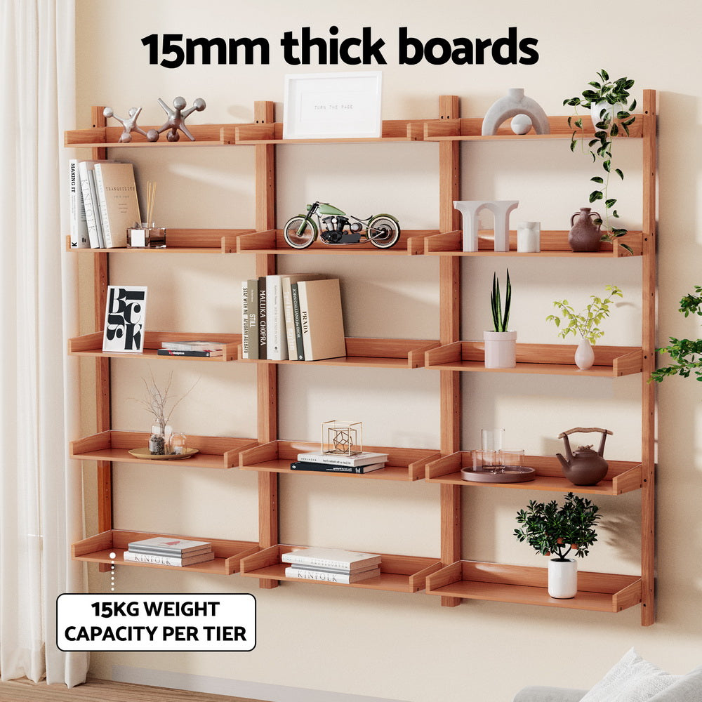 Artiss Bookshelf Floating Shelf CAPIZ Oak - Cosy Abode