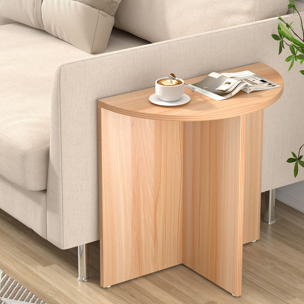 Artiss Coffee Table Semi-circle 48CM Pine Elva - Cosy Abode