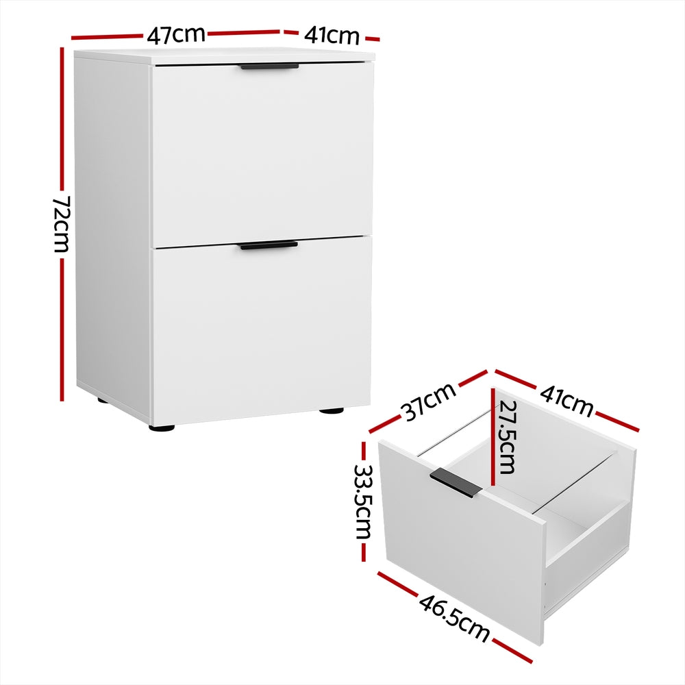 Artiss Filing Cabinet Files Storage Office Shelves File Organiser White 2 Drawer - Cosy Abode