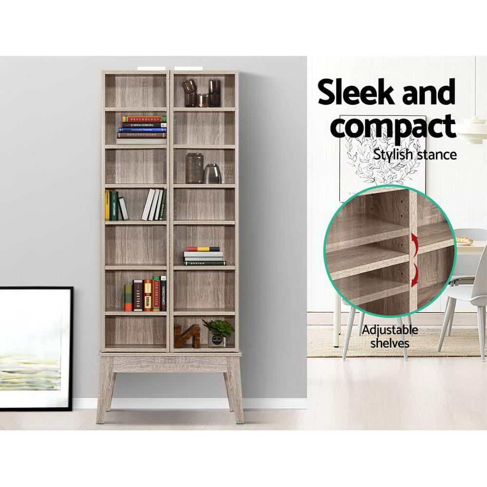 Artiss Bookshelf CD Storage Rack - BERG Oak - Cosy Abode