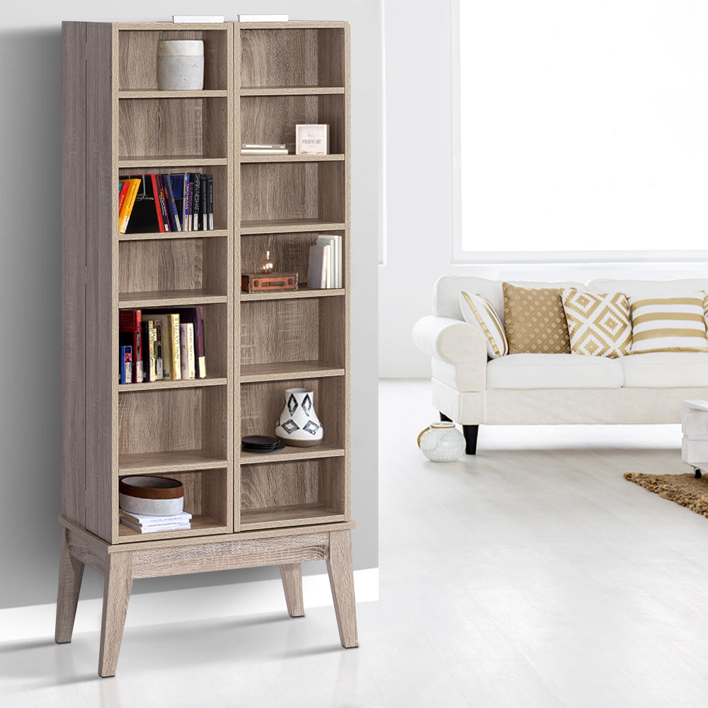 Artiss Bookshelf CD Storage Rack - BERG Oak - Cosy Abode