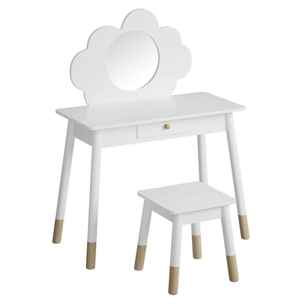 Keezi Kids Dressing Table Chair Set Vanity Makeup Wooden Leg Mirror Drawer - Cosy Abode