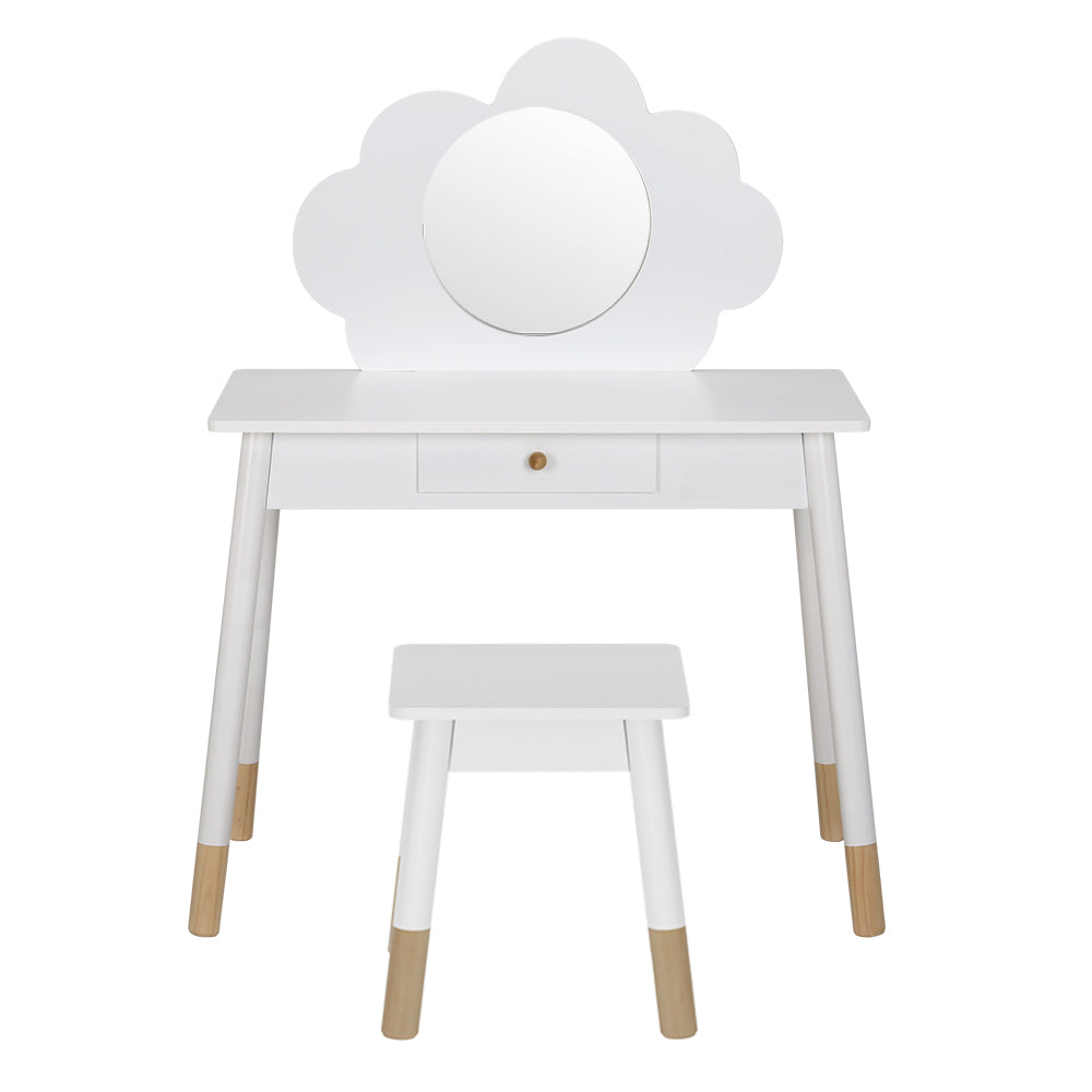 Keezi Kids Dressing Table Chair Set Vanity Makeup Wooden Leg Mirror Drawer - Cosy Abode