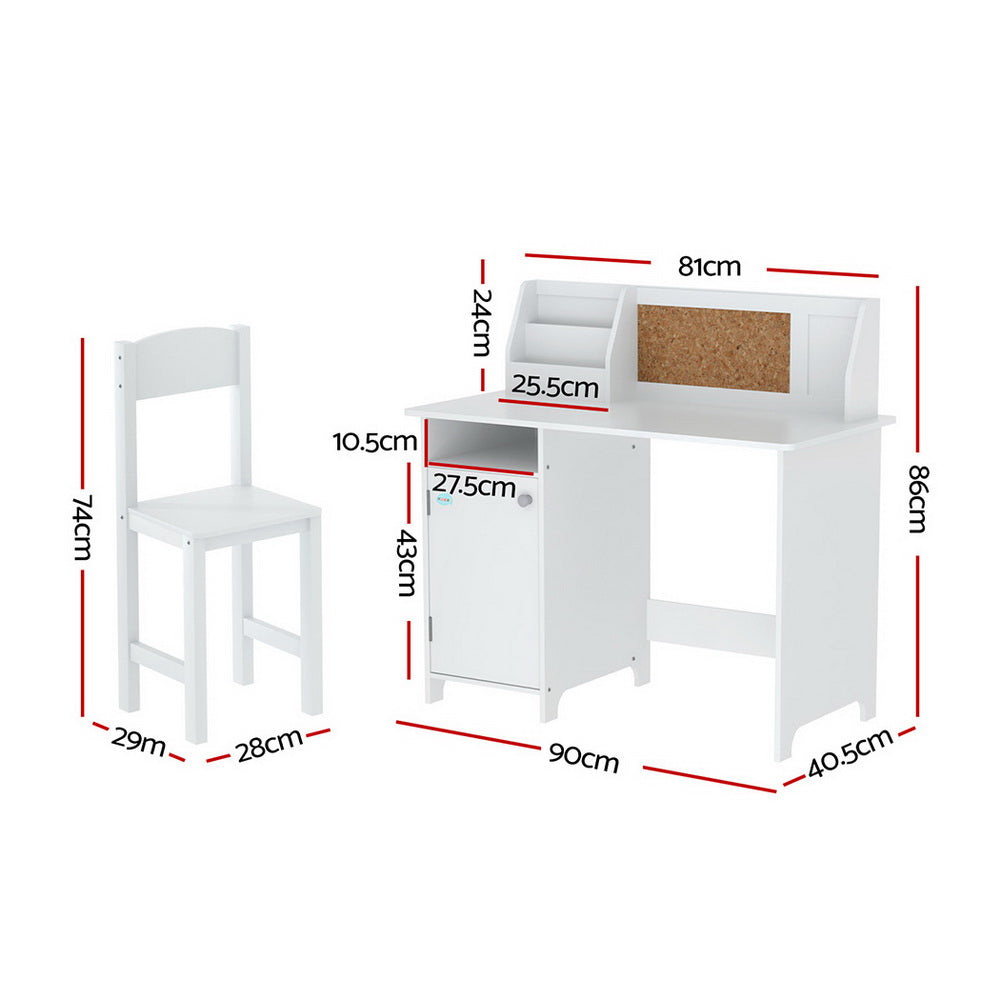 Keezi Kids Table and Chair Set Children Study Play Toys Desk w/ Cabinet Storage - Cosy Abode