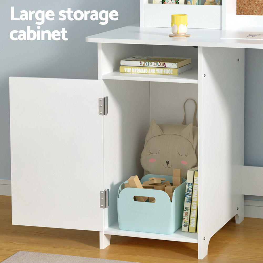 Keezi Kids Table and Chair Set Children Study Play Toys Desk w/ Cabinet Storage - Cosy Abode