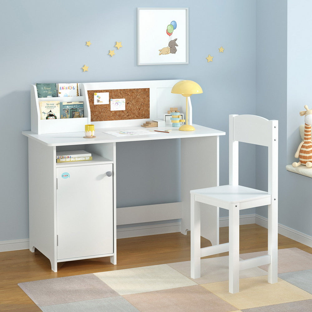 Keezi Kids Table and Chair Set Children Study Play Toys Desk w/ Cabinet Storage - Cosy Abode