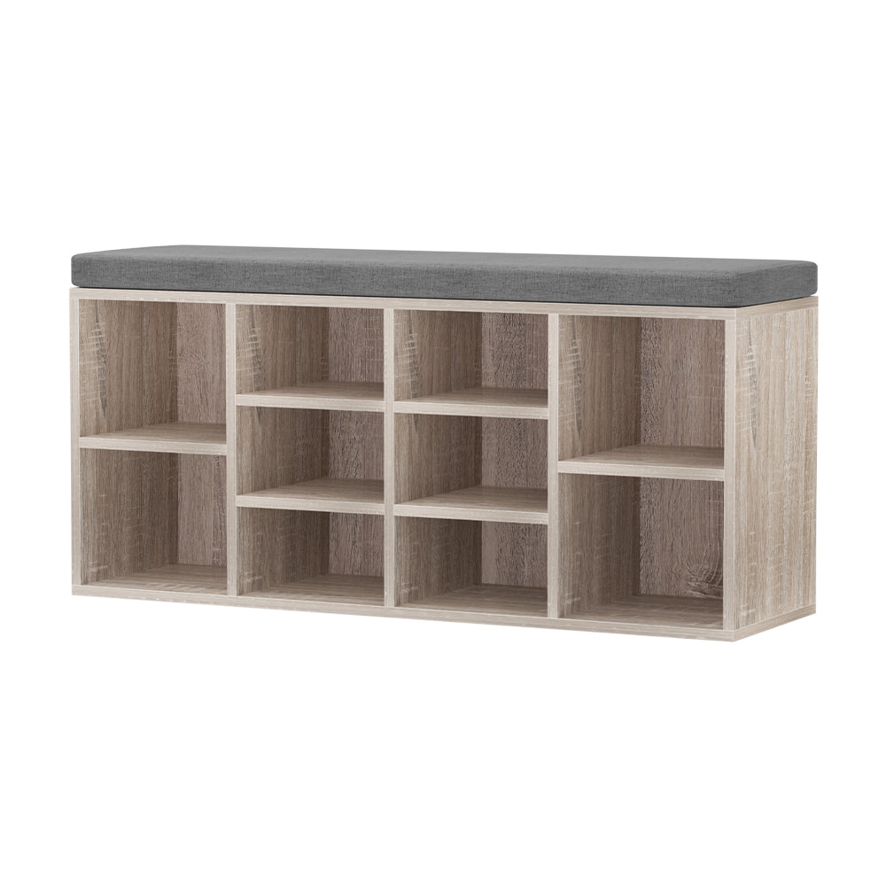 Artiss Shoe Cabinet Rack Shoe Bench Fabric Seat Pine BOA - Cosy Abode