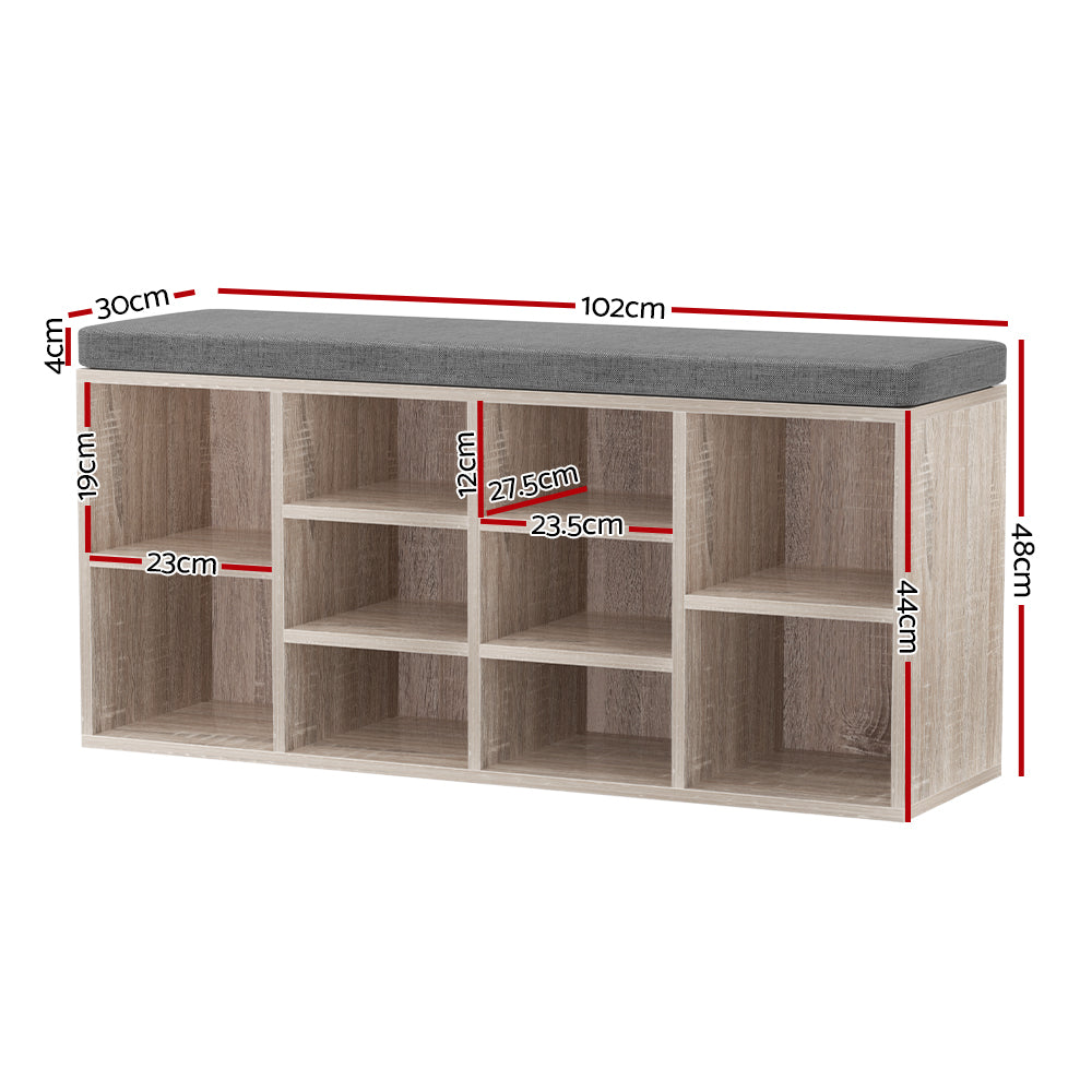 Artiss Shoe Cabinet Rack Shoe Bench Fabric Seat Pine BOA - Cosy Abode
