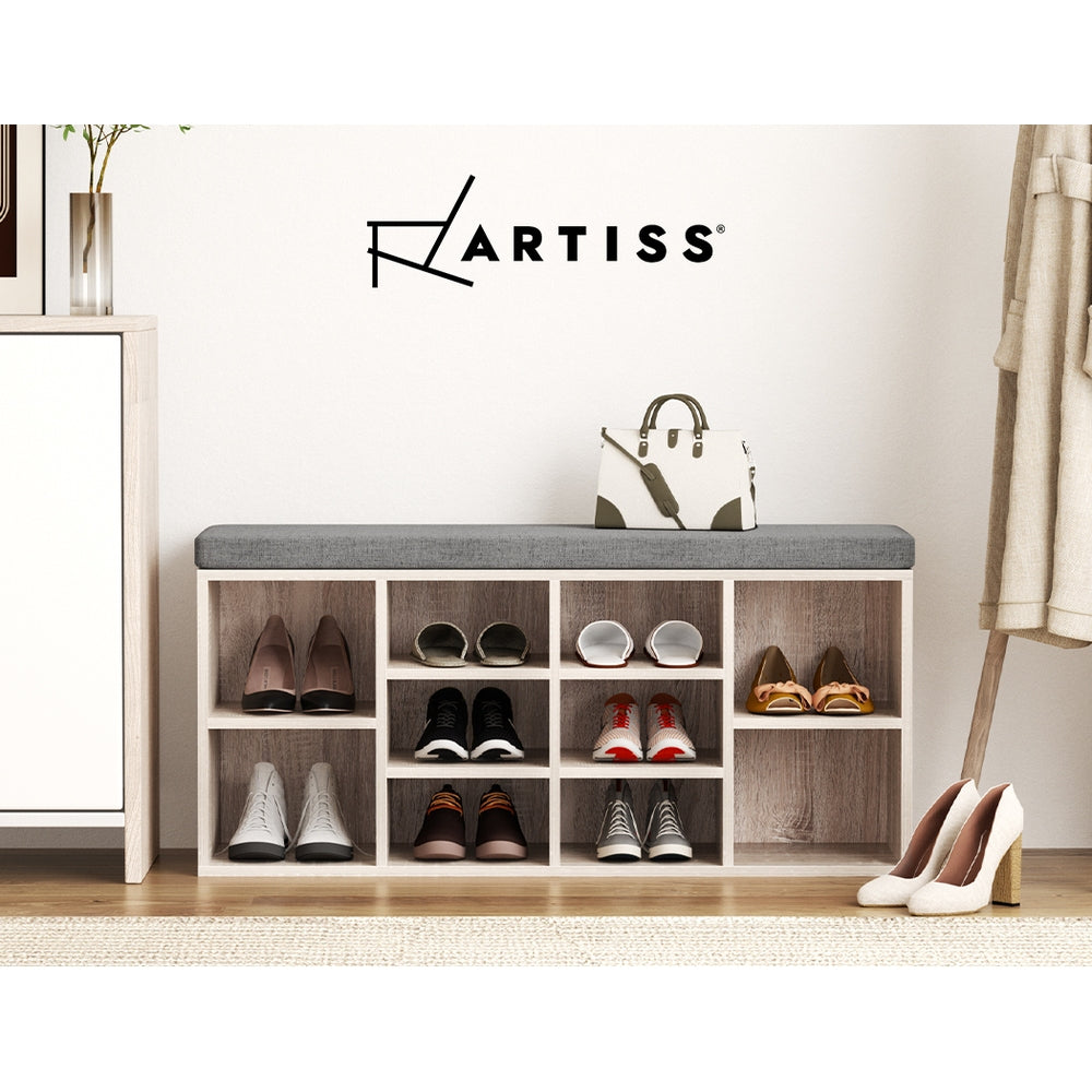 Artiss Shoe Cabinet Rack Shoe Bench Fabric Seat Pine BOA - Cosy Abode