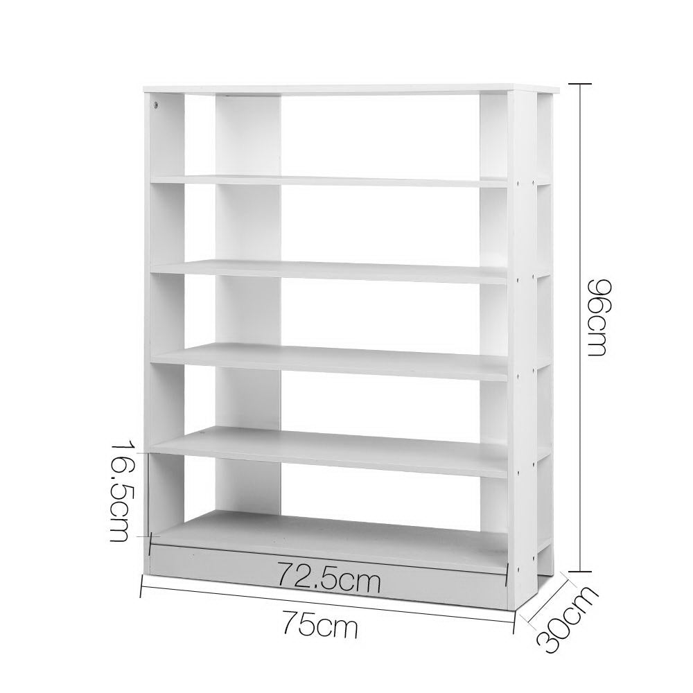 Artiss Shoe Rack 30 Pairs 6-Tier Shelf White - Cosy Abode