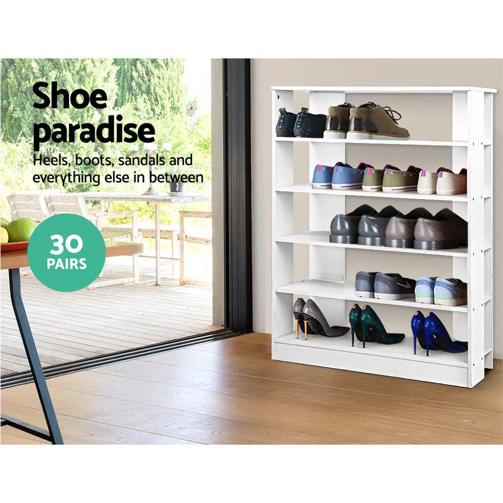 Artiss Shoe Rack 30 Pairs 6-Tier Shelf White - Cosy Abode