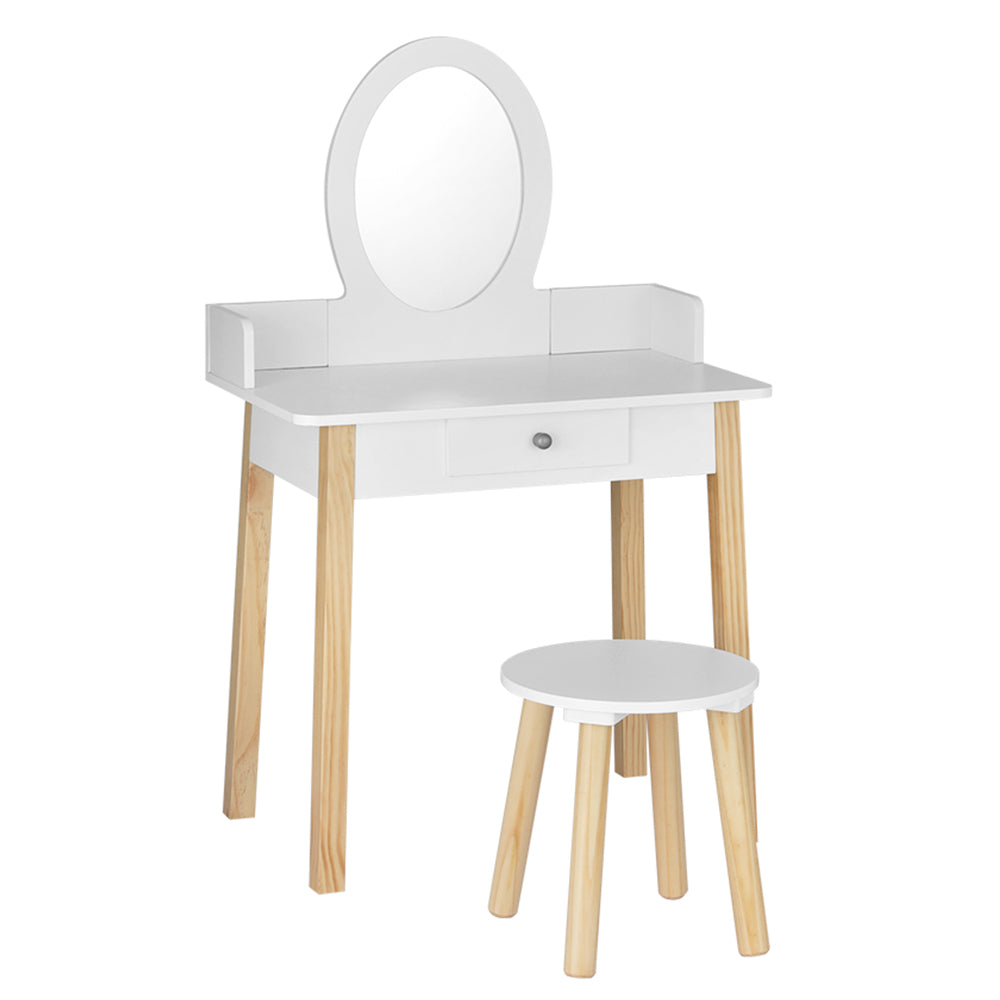 Keezi Kids Dressing Table Chair Set Wooden Leg Vanity Makeup Drawer Mirror - Cosy Abode