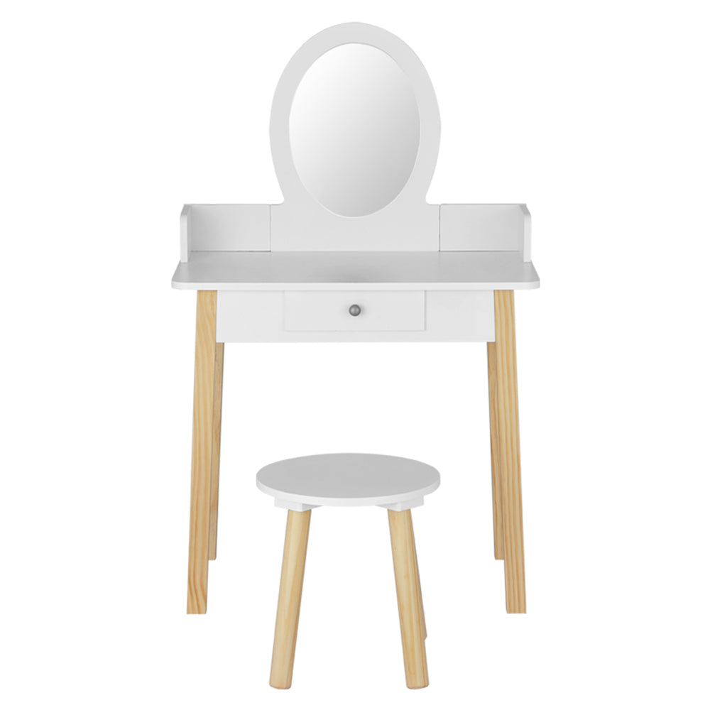 Keezi Kids Dressing Table Chair Set Wooden Leg Vanity Makeup Drawer Mirror - Cosy Abode