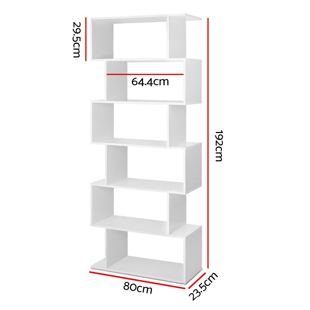 Artiss Bookshelf 6 Tiers - RIVA White - Cosy Abode