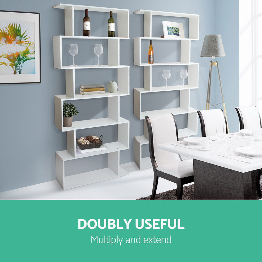 Artiss Bookshelf 6 Tiers - RIVA White - Cosy Abode