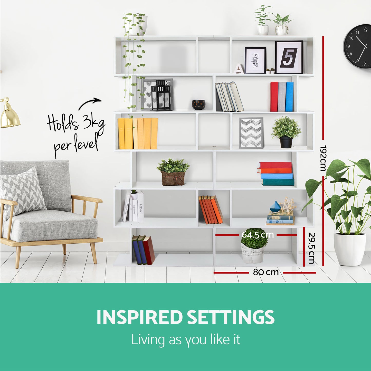 Artiss Bookshelf 6 Tiers - RIVA White - Cosy Abode