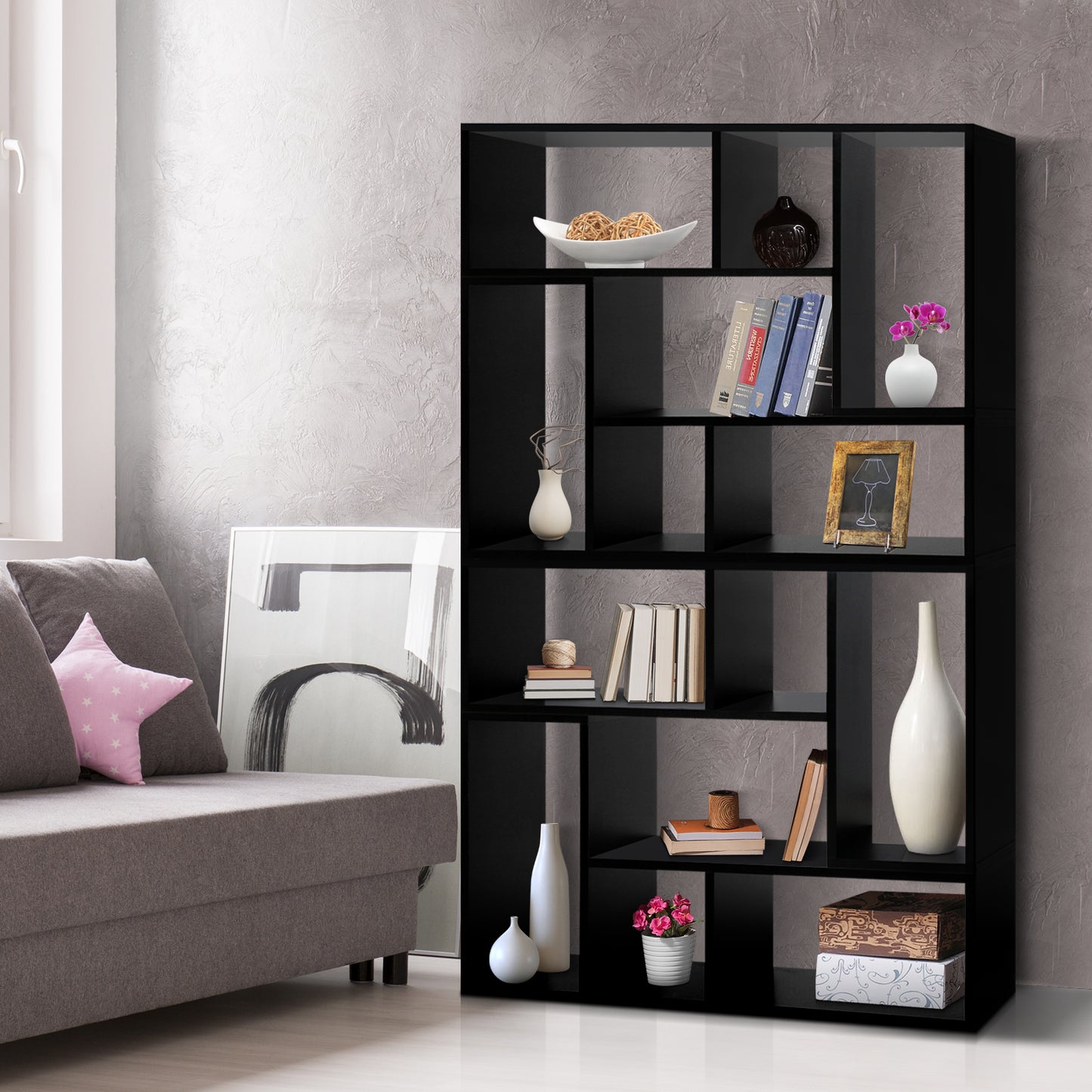 Artiss Bookshelf L Shape DIY - Black - Cosy Abode