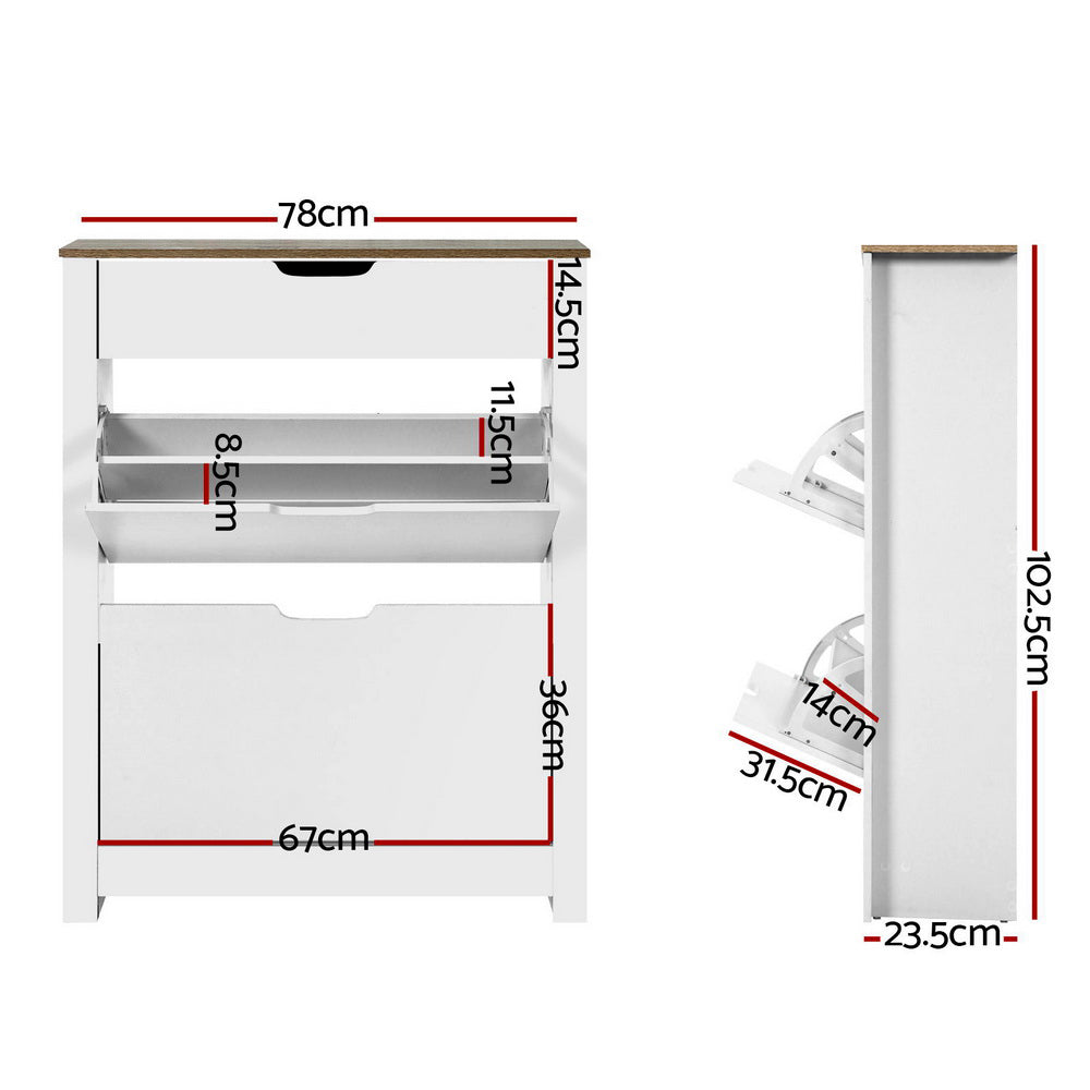 Artiss Shoe Rack Cabinet 16 Pairs White Ana - Cosy Abode