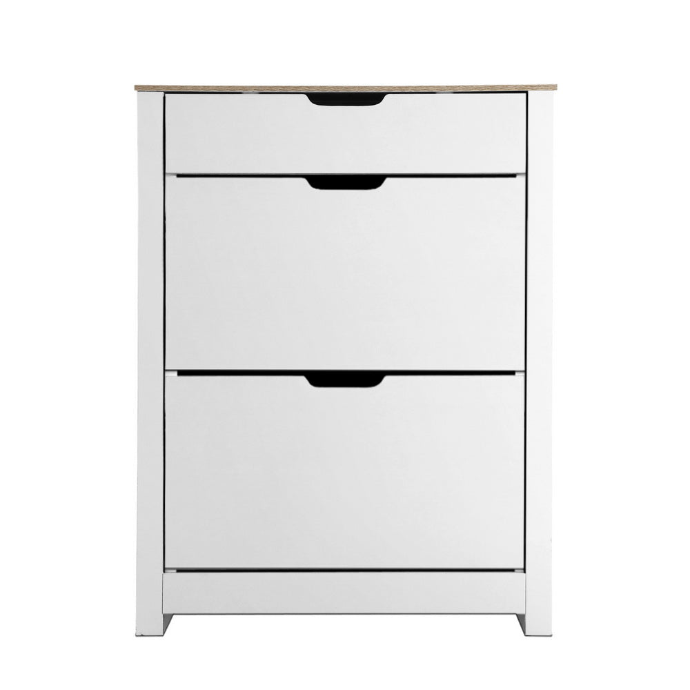 Artiss Shoe Rack Cabinet 16 Pairs White Ana - Cosy Abode