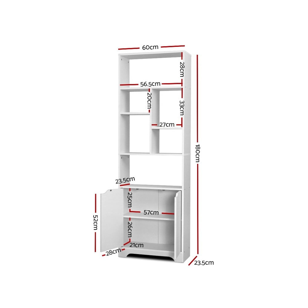 Artiss Bookshelf with Cabinet - GINA White - Cosy Abode