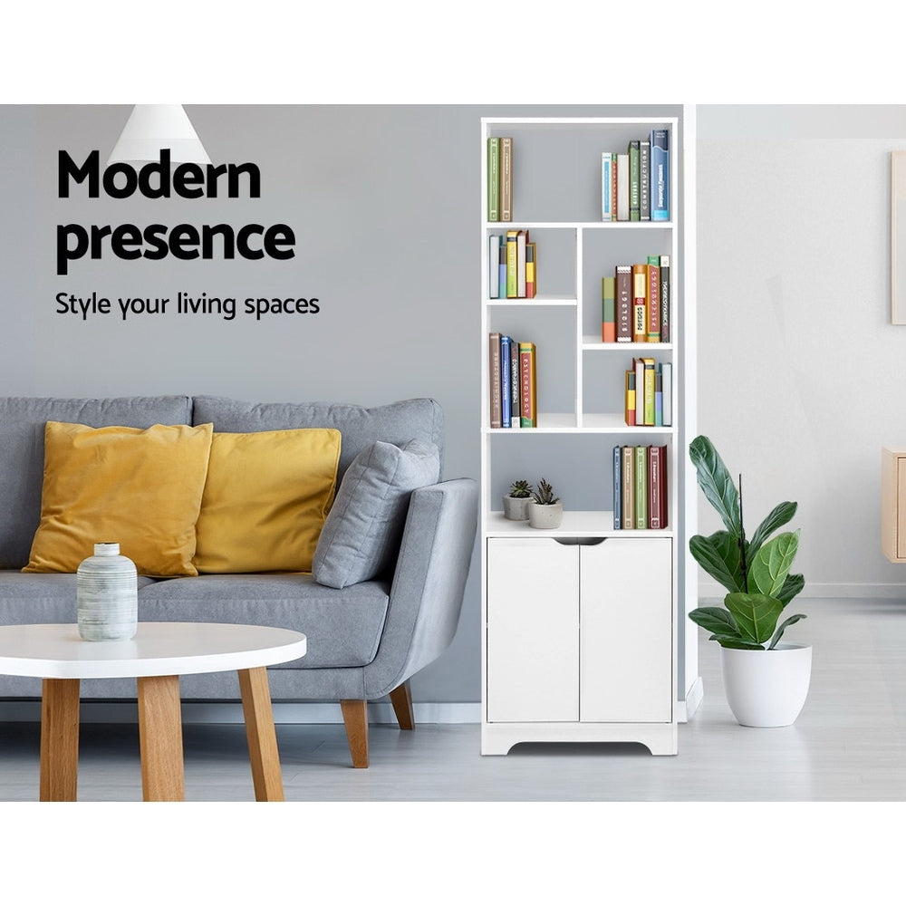 Artiss Bookshelf with Cabinet - GINA White - Cosy Abode