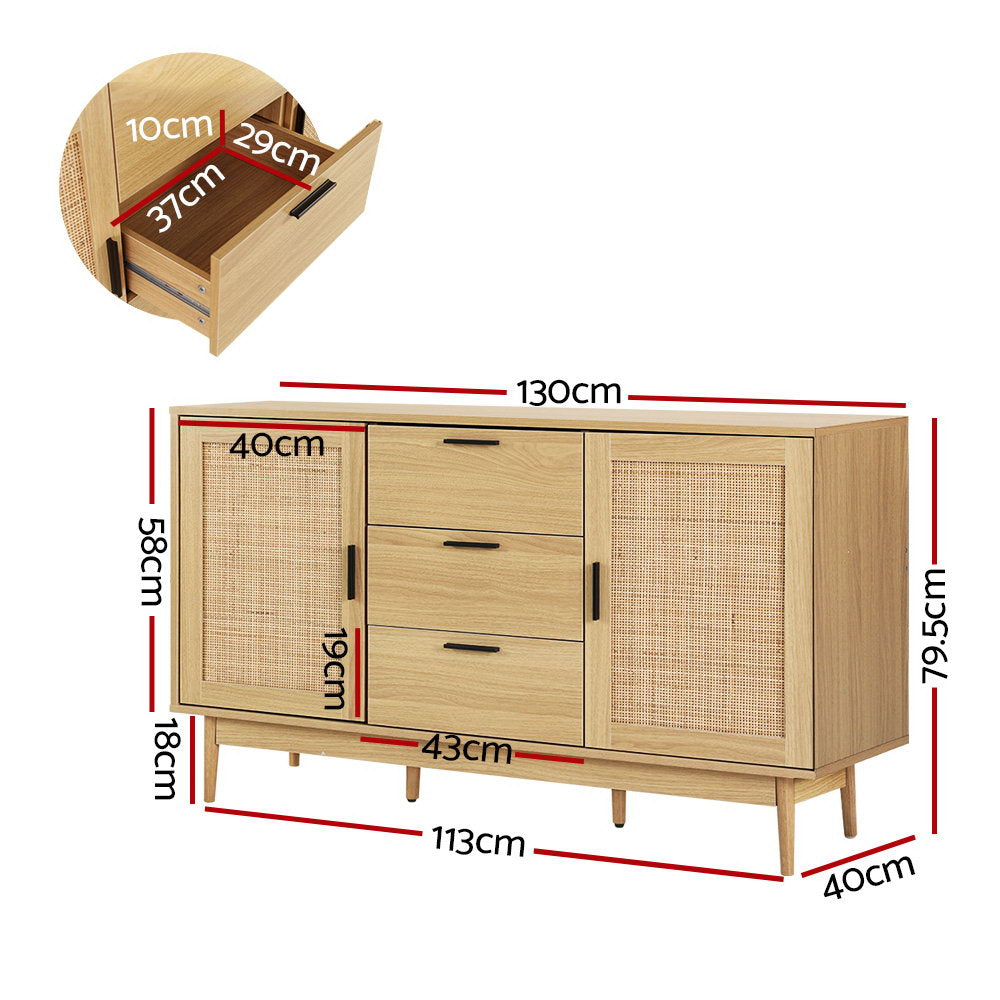 Artiss Rattan Buffet Sideboard - BRIONY Oak - Cosy Abode
