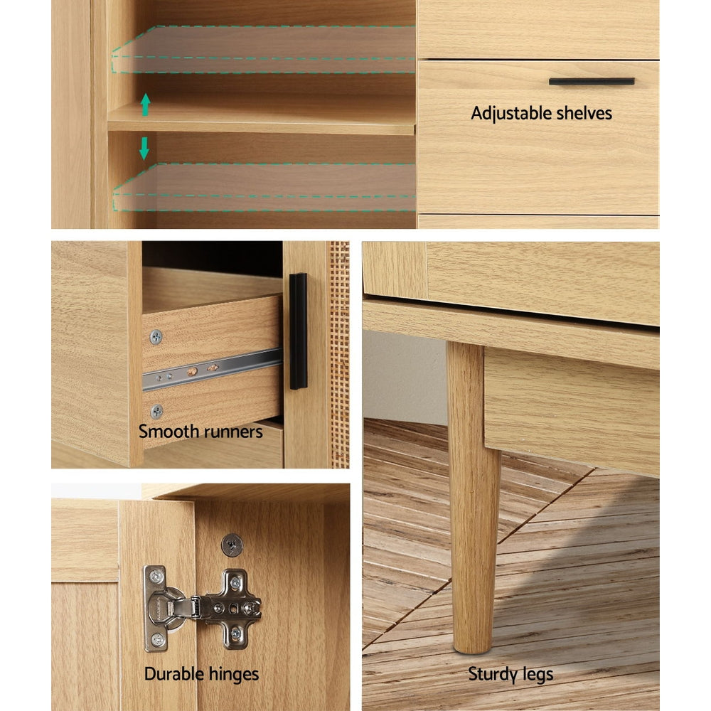 Artiss Rattan Buffet Sideboard - BRIONY Oak - Cosy Abode