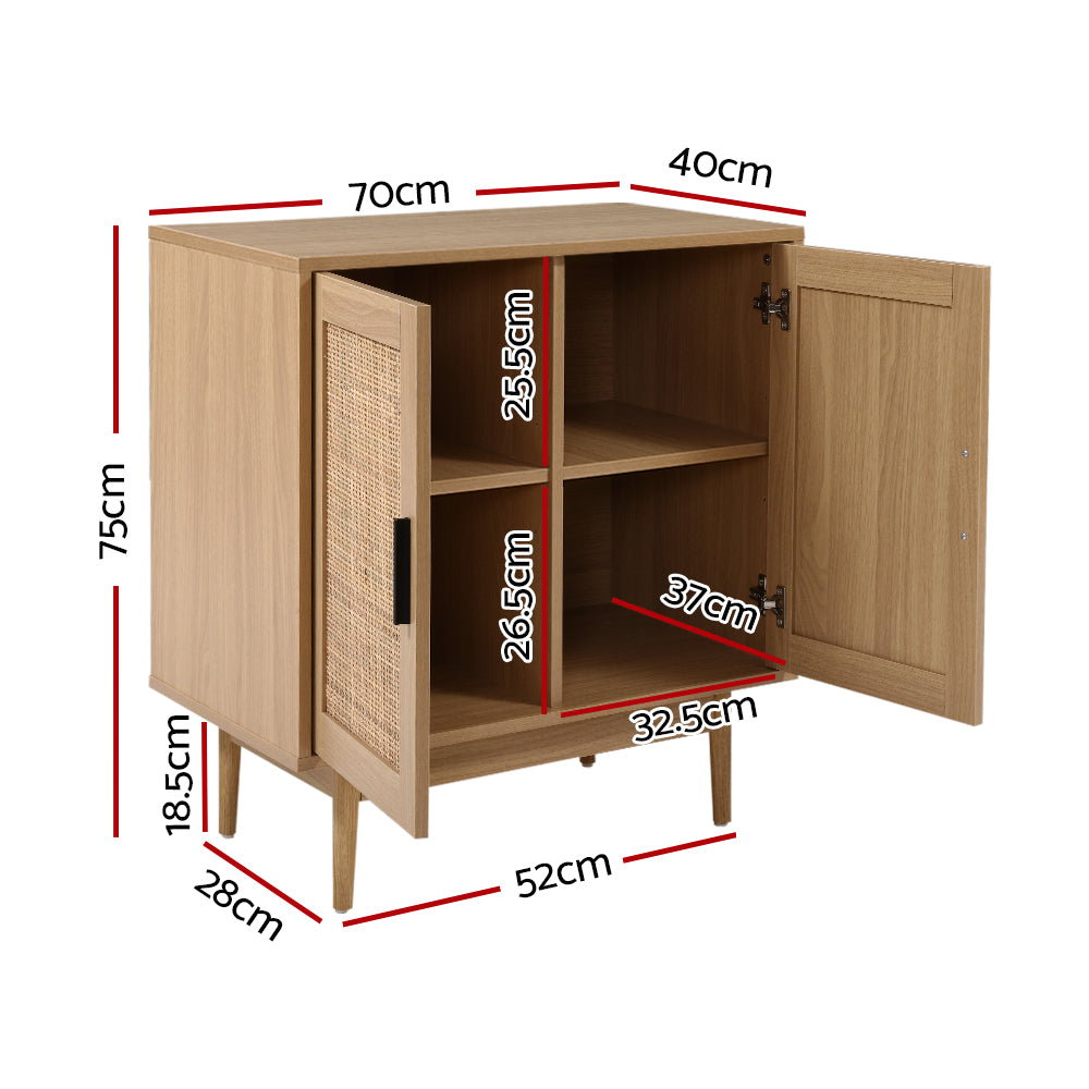 Artiss Rattan Buffet Sideboard 2 Doors - BRIONY Oak - Cosy Abode